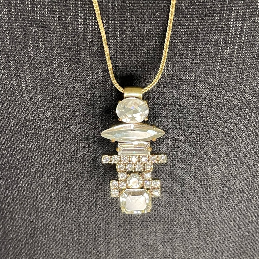 Beautiful J. Crew crystal art deco style long necklace